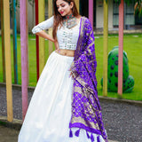 Elegant White Cotton lehenga Choli