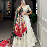estive lehenga delicately detail with Lucknowi sequins work and paithani