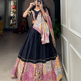 Embracing the delicate printed details in your garba choli
