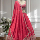 Premium Embroidered Tometo Pink Lehenga - Size M