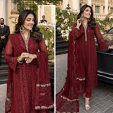 Maroon Luxury Sequence Suit