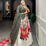 estive lehenga delicately detail with Lucknowi sequins work and paithani