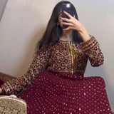 Maroon Designer Georgette Gown