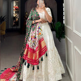 estive lehenga delicately detail with Lucknowi sequins work and paithani