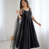 Midnight Grace – Black Anarkali Suit - Size S