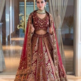 Elegant Bridal Wedding Velvet Lehenga