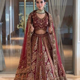 Elegant Bridal Wedding Velvet Lehenga