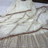 Lavish White Silk Anarkali Gown