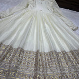 Lavish White Silk Anarkali Gown