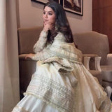 Lavish White Silk Anarkali Gown