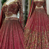 Maroon Heavy Embroidered Lehenga