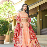 Lavish Peach Viscose Lehenga Choli