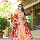Lavish Peach Viscose Lehenga Choli