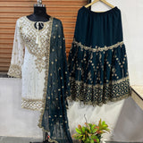 Lavish White Designer Top Plazzo