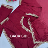 Maroon Heavy Chinon Straight Suit