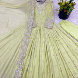 Lemon Green Georgette Anarkali Gown