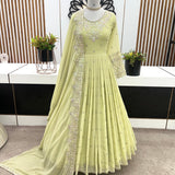 Lemon Green Georgette Anarkali Gown