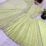 Lemon Green Georgette Anarkali Gown
