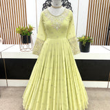 Lemon Green Georgette Anarkali Gown