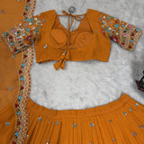 Navratri Orange Georgette Lehenga