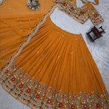 Navratri Orange Georgette Lehenga