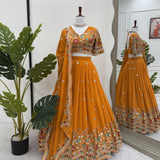 Navratri Orange Georgette Lehenga