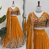 Navratri Orange Georgette Lehenga