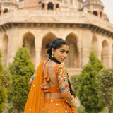 Navratri Orange Georgette Lehenga