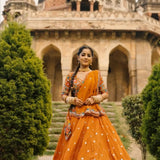 Navratri Orange Georgette Lehenga