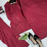 Maroon Natural Creap Straight Suit