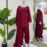 Maroon Natural Creap Straight Suit