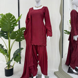 Maroon Natural Creap Straight Suit