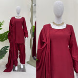 Maroon Natural Creap Straight Suit