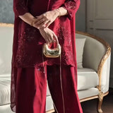 Maroon Natural Creap Straight Suit