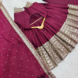Maroon Heavy Chinon Anarkali Gown