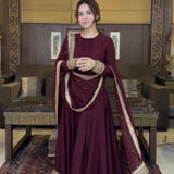 Maroon Heavy Chinon Anarkali Gown