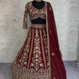 Maroon Glamourises Embroidered Lehenga
