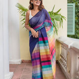 digital print linen  blooming saree