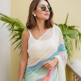 digital print linen  blooming saree