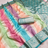 Multi Color Banarasi Silk Saree