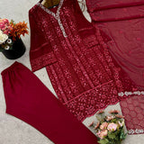 Maroon Luxury Sequence Suit