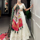 estive lehenga delicately detail with Lucknowi sequins work and paithani