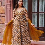 Faux Georgette Organza Anarkali dress