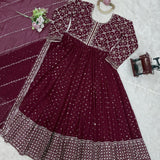 Maroon Designer Georgette Gown