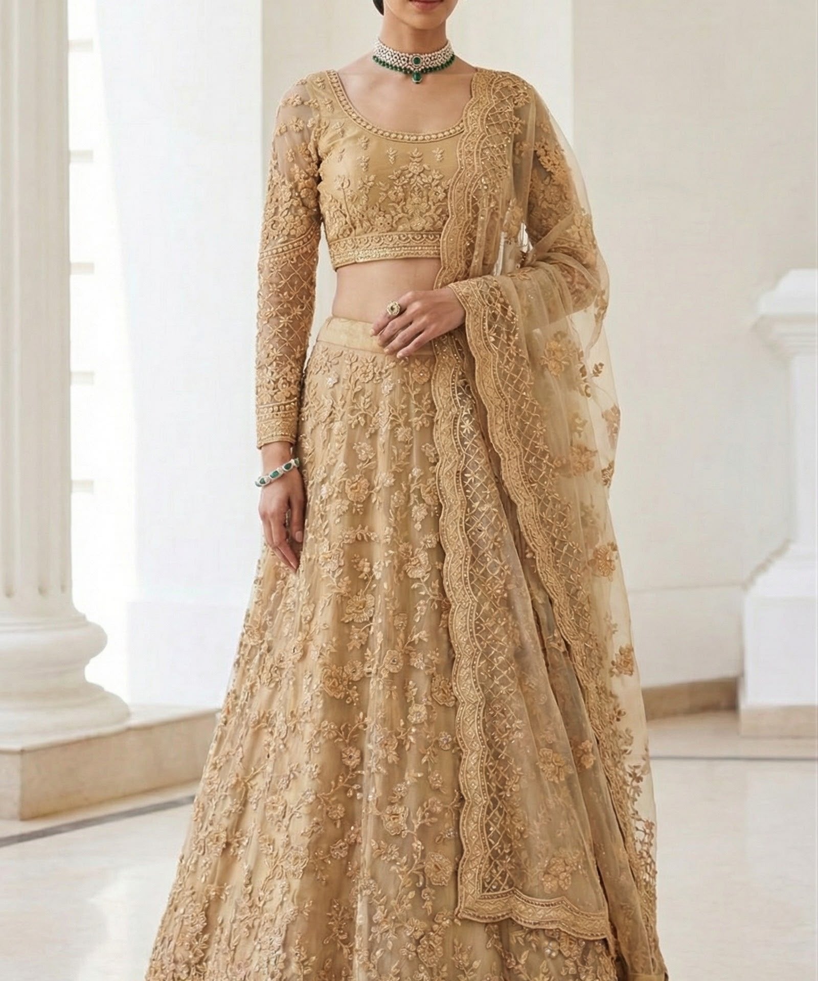 Alizeh Golden Wedding Embroidered Lehenga