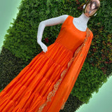 DESIGNER FANCY LONG 6LAYER RUFFLE GOWN