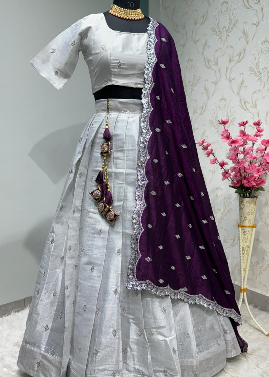 Silver Elegant Half Half Lehenga