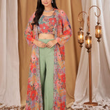 Glorious Flower Print Indo Western