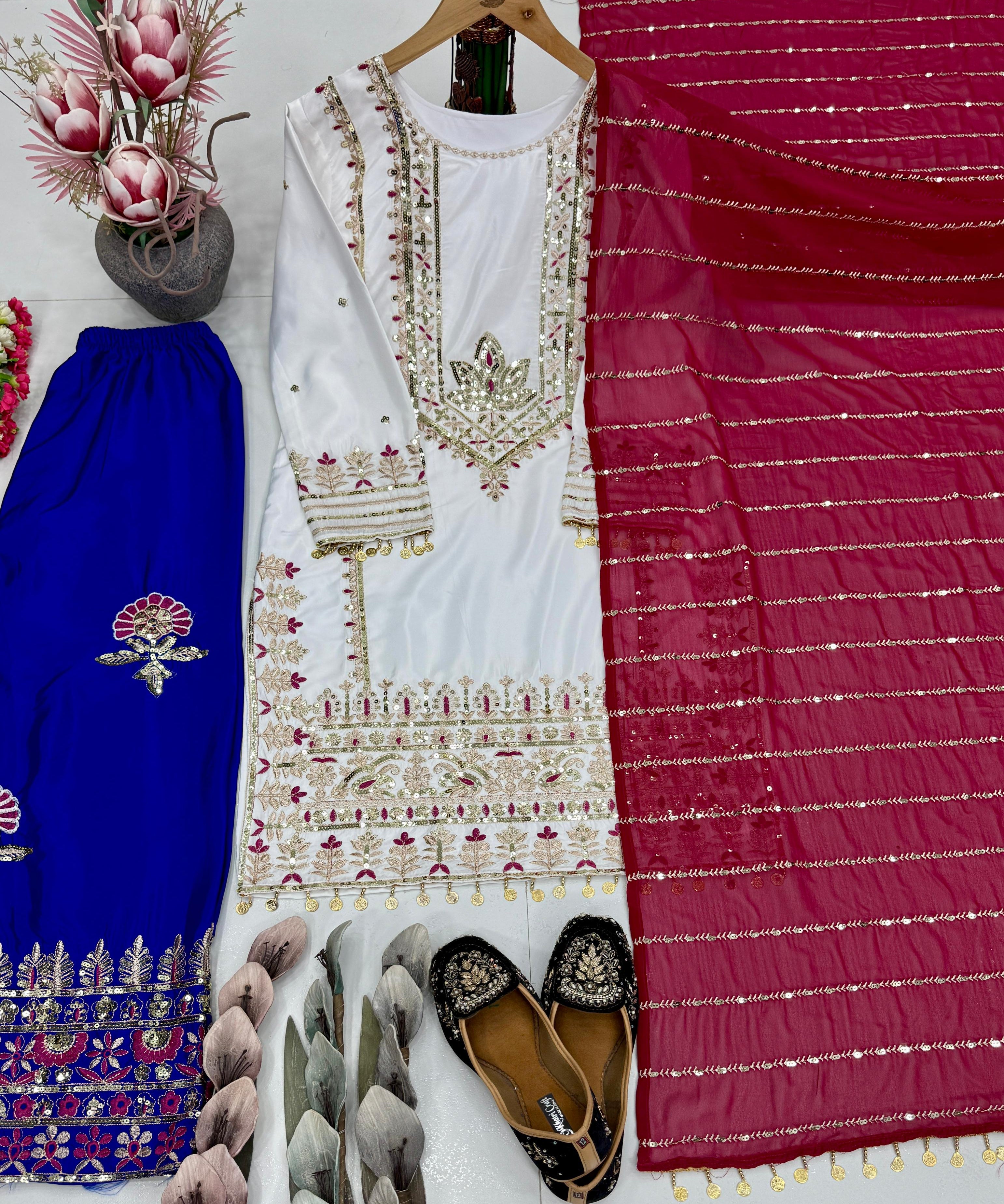 Attractive Silk Embroidered Pakistani Suit