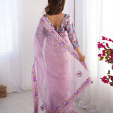 Designer Purple Net Saree